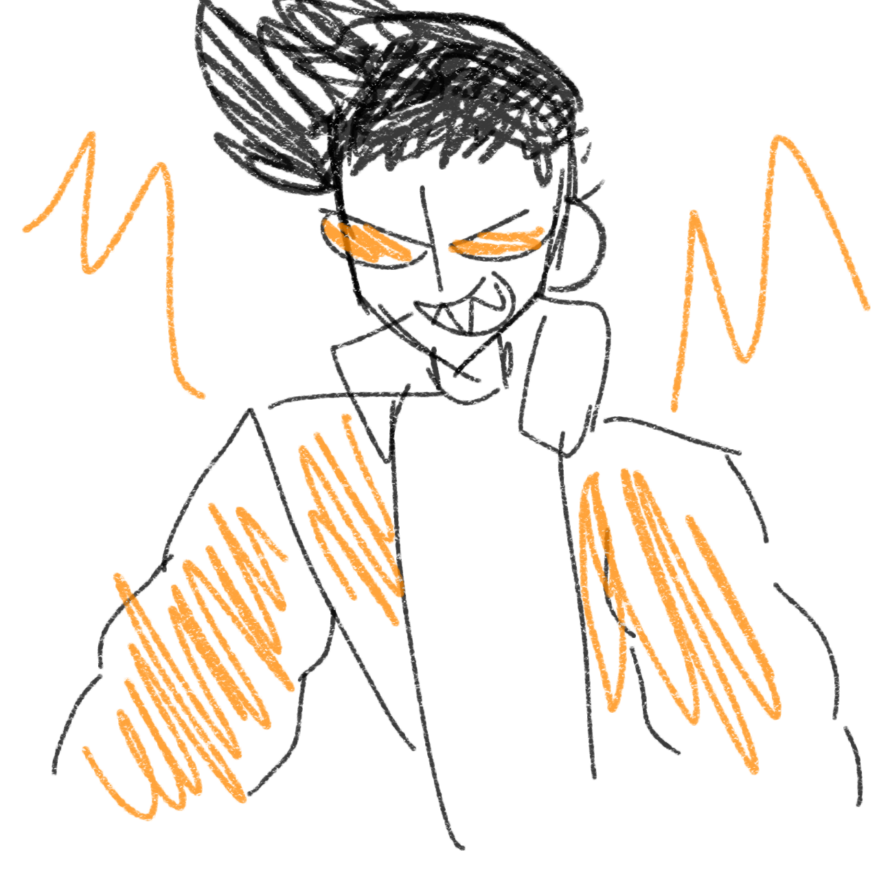 El hombre de los ojos naranjas dibujo